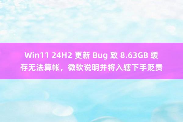 Win11 24H2 更新 Bug 致 8.63GB 缓存无法算帐，微软说明并将入辖下手贬责