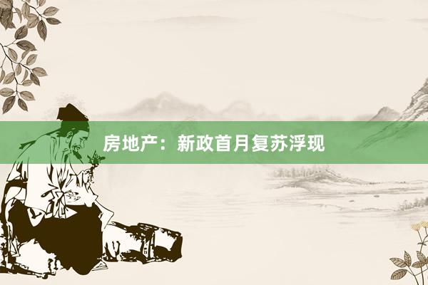 房地产：新政首月复苏浮现
