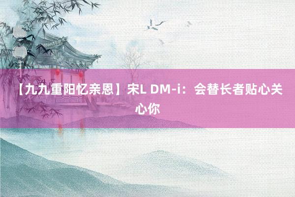 【九九重阳忆亲恩】宋L DM-i：会替长者贴心关心你